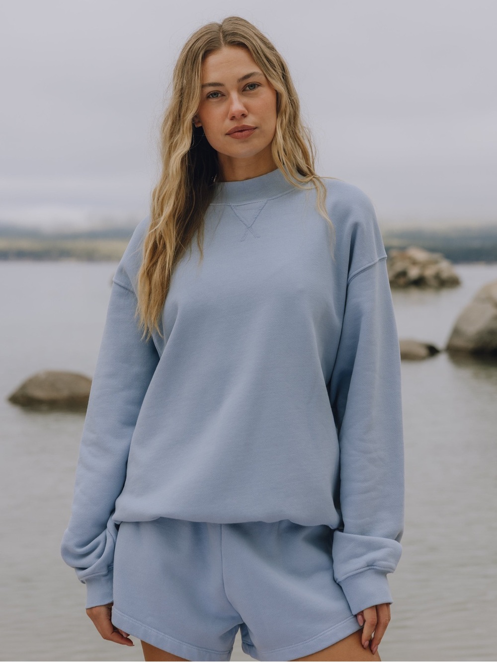 Daily Drills Oversized Heavyweight Vintage Crew in Mist
